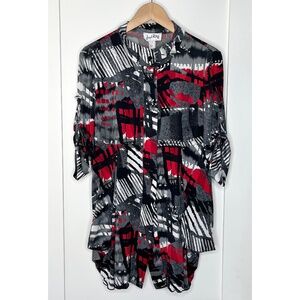 Joseph Ribkoff Abstract Print Tunic Top in Red & Black